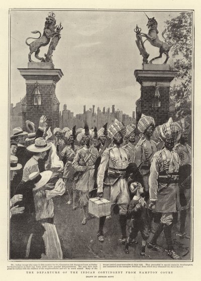 The Departure of the Indian Contingent from Hampton Court by Georges Bertin Scott
