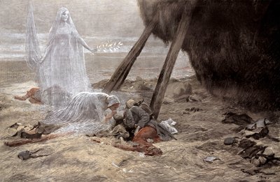 Two White Women Appearing to a Dying Soldier by Georges Bertin Scott