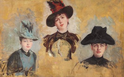 Three Women in Hats by Georges Clairin