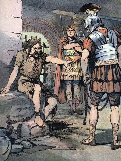 Gallic Wars: Vercingetorix Prisoner in the Mamertine Prison in Rome After His Defeat Against Julius Caesar by Georges Conrad