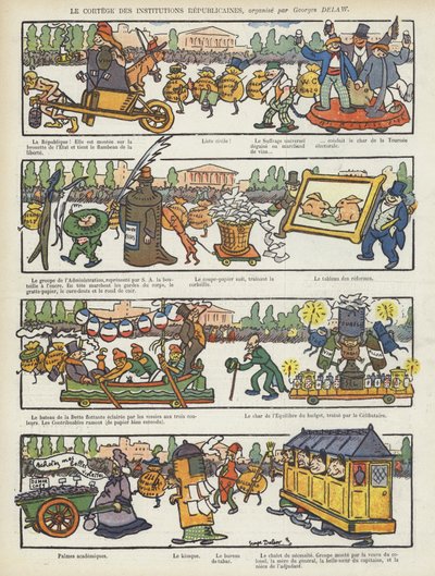 Procession of Republican Institutions (Illustration for Le Rire) by Georges Delaw