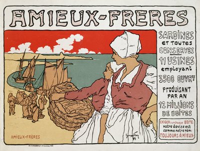 Advertising for sardines and canned Amieux-Frères, by Georges Fay by Georges Fay