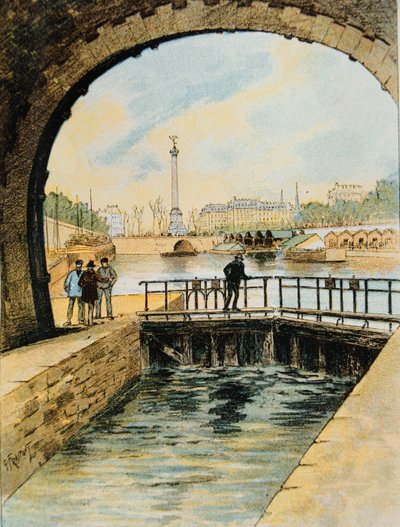 Lock of the Canal St. Martin, Paris by Georges Fraipont