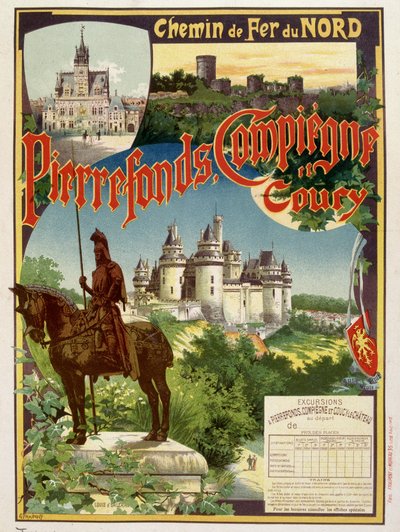 Pierrefonds, Compiègne and Coury - Advertising poster of the Railways du Nord, by G. Fraipont by Georges Fraipont