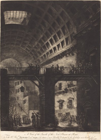 A View of the Inside of the New Prison at Rome by Georges François Blondel