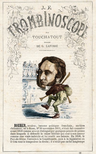 Eugene Rouher (1814-1884) - illustration from "Le Trombinoscope", a satirical political periodical by Leon-Charles Bienvenu, known as Touchatout monography N. 18, Imprimerie Vallee, Paris by Georges Lafosse