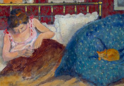 In Bed or Woman with Cat by Georges Lemmen