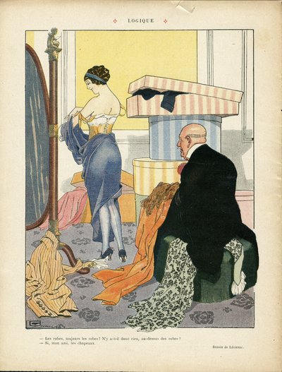 Illustration by Georges Leonnec in Le Lire - Logic - Fashion, Hat, Internal Architecture, Lives of the Rich - Women by Georges Leonnec