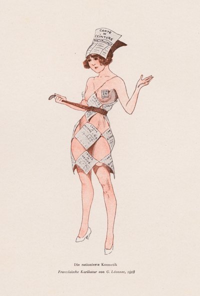 Woman Clothed in Ration Coupons by Georges Leonnec