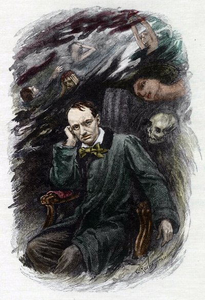 Portrait of the French Poet Charles Baudelaire Surrounded by Ghosts by Georges Marie Rochegrosse