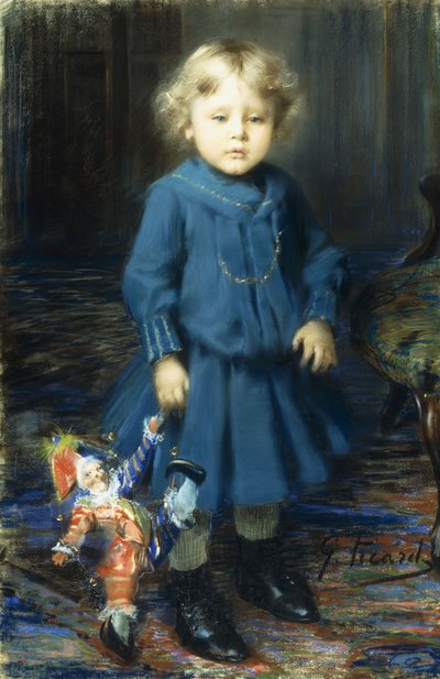 Portrait of a Child, with a Doll by Georges Picard