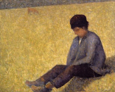 Boy Sitting on the Grass by Georges Pierre Seurat