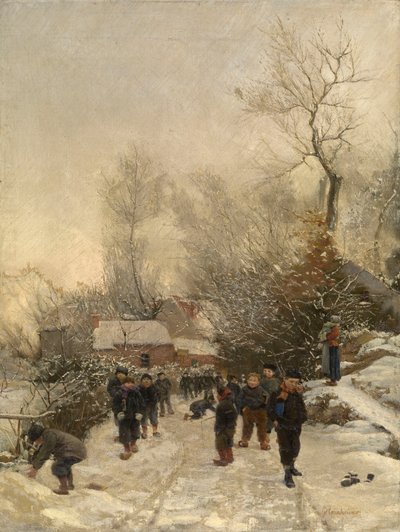 Village with Children in the Snow by Georges Reinheimer