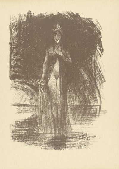 Naked Woman with Flower Standing in Shallow Water as Apparition Apparition L