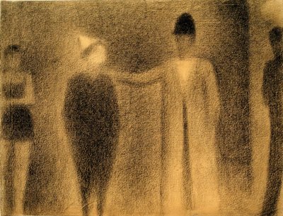 Clown and Three Figures (Study) by Georges Seurat