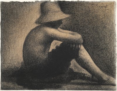 Seated Boy with Straw Hat, Study for Bathers at Asnières by Georges Seurat