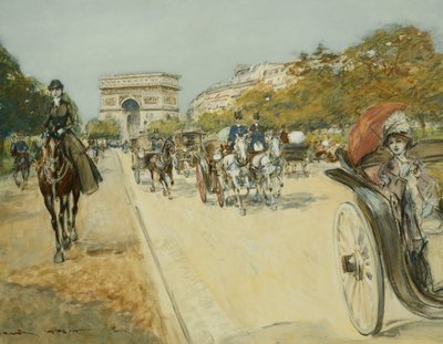 Elegant Figures Before the Arc de Triomphe, Paris by Georges Stein
