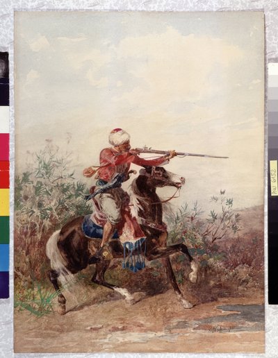 Horseman Pulling a Horse by Georges Washington