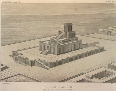 Reconstruction of a Chaldean Temple. Engraving from Georges Perrot and Charles Chipiez, Histoire de l