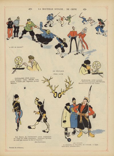 Satire on the Russo-Japanese War (Illustration for Le Rire) by Georges d 1878 1937 Ostoya