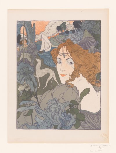 Lady with Nobleman and Greyhound by a River by Georges de Feure