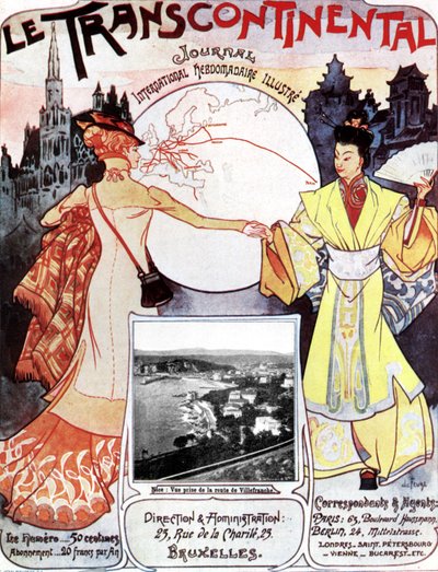 Front Page of Newspaper Le Transcontinental as a Symbol for the Rail Link Between East and West Thanks to the Trans-Siberian by Georges de Feure