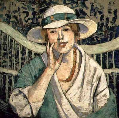 The White and Green Hat by Georgette Agutte