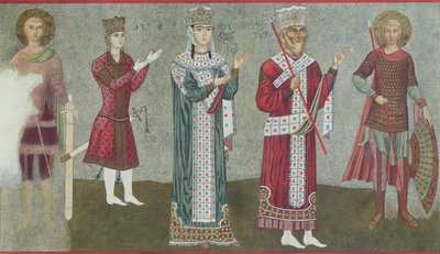 Copy of a fresco depicting Queen Thamar and her father King Grigori III by Georgian School