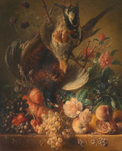 Flowers and Poultry by Georgius Jacobus Johannes van Os