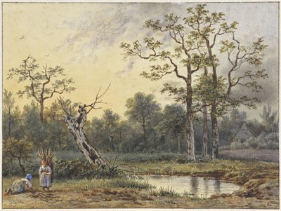 Landscape with Two Gleaners by Georgius Jacobus Johannes van Os