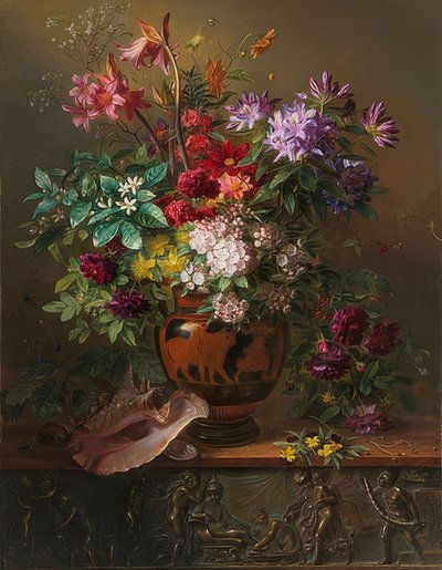 Still Life with Flowers in a Greek Vase: Allegory of Spring. 1817 by Georgius Jacobus Johannes van Os