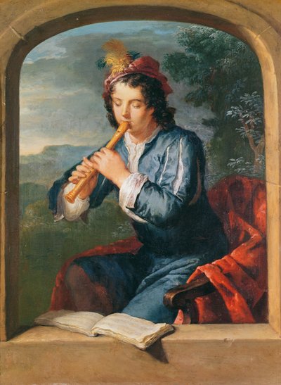 Young Man Playing the Flute by Gerard Hoet
