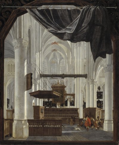 Interior of Sint Gertrudiskerk in Bergen op Zoom by Gerard Houckgeest