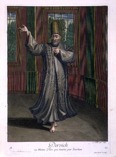 Dervish, or Turkish monk whirling in devotion by Gerard Jean Baptiste Scotin