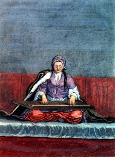 Turkish Girl Playing the Zither, engraved by Gerard Jean Baptiste Scotin by Gerard Jean Baptiste Scotin