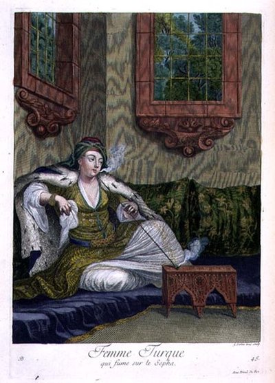 Turkish Woman, Smoking on the Sofa by Gerard Jean Baptiste Scotin