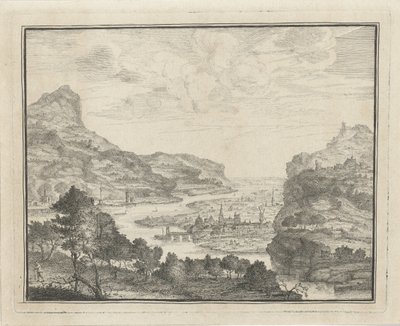 River Landscape with View of a City by Gerard Melder