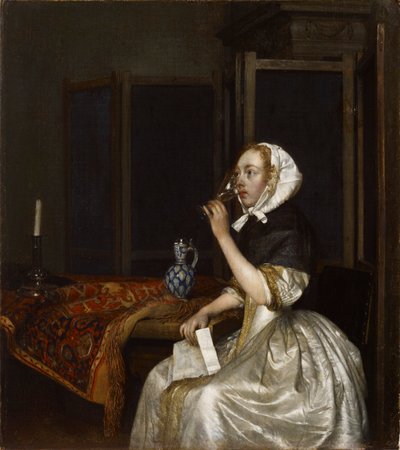 Lady Holding a Wine Glass, c. 1665 by Gerard Ter Borch the Younger