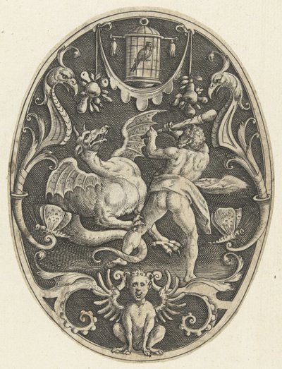 Flat Decoration: Hercules Kills the Dragon Ladon by Gerard de Jode