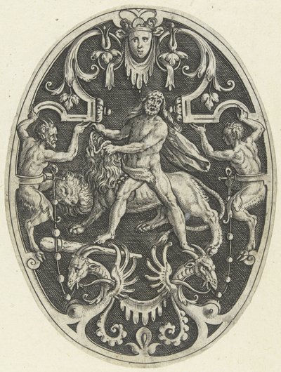 Flat Decoration: Hercules and the Nemean Lion by Gerard de Jode