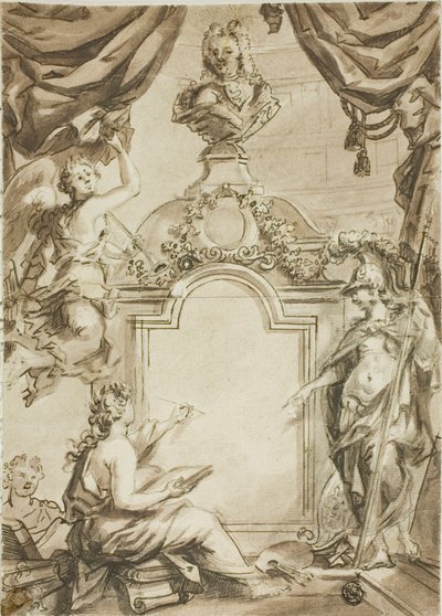 Design for Title Page: Clio Taking Dictation from Minerva by Gerard de Lairesse