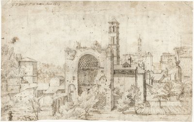 View of the Apse of the Temple of Venus and Roma and the Convent of S. Maria Nova, Rome by Gerard ter Borch