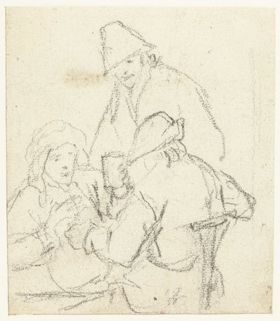 Three Drinking Farmers Around a Table by Gerard ter Borch (II) (possibly)