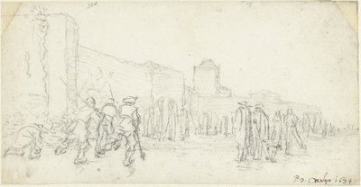 Ice Entertainment at the Zijlpoort in Haarlem by Gerard ter Borch (II)