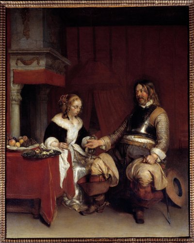 The Military Gallant or Young Woman to Which a Man Offers Money by Gerard ter Borch