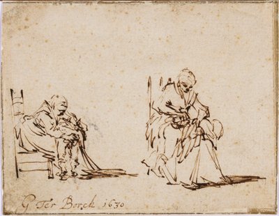 Two studies of a woman washing a child by Gerard ter Borch