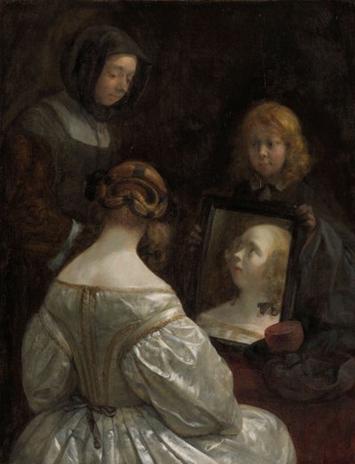 Woman at a Mirror by Gerard ter Borch