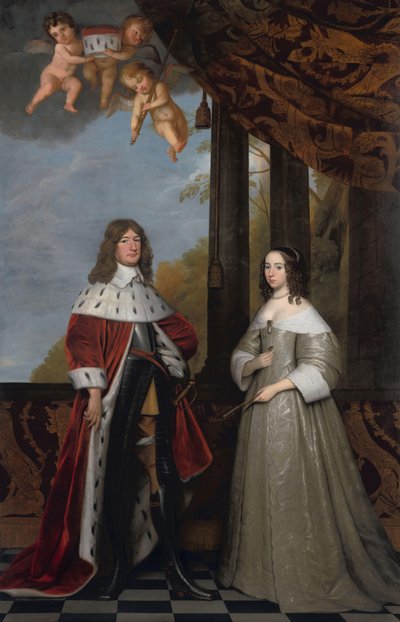 Portrait of Friedrich Wilhelm, Elector of Brandenburg, and his Wife Louise Henriette, Countess of Orange-Nassau by Gerard van Honthorst