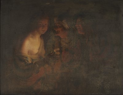 Young Woman with a Candlestick, Old Woman and a Violin Player by Gerard van Honthorst