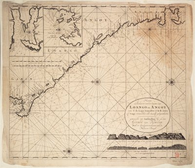 Chart of Gulf of Guinea, Africa, early 18th century by Gerard van Keulen